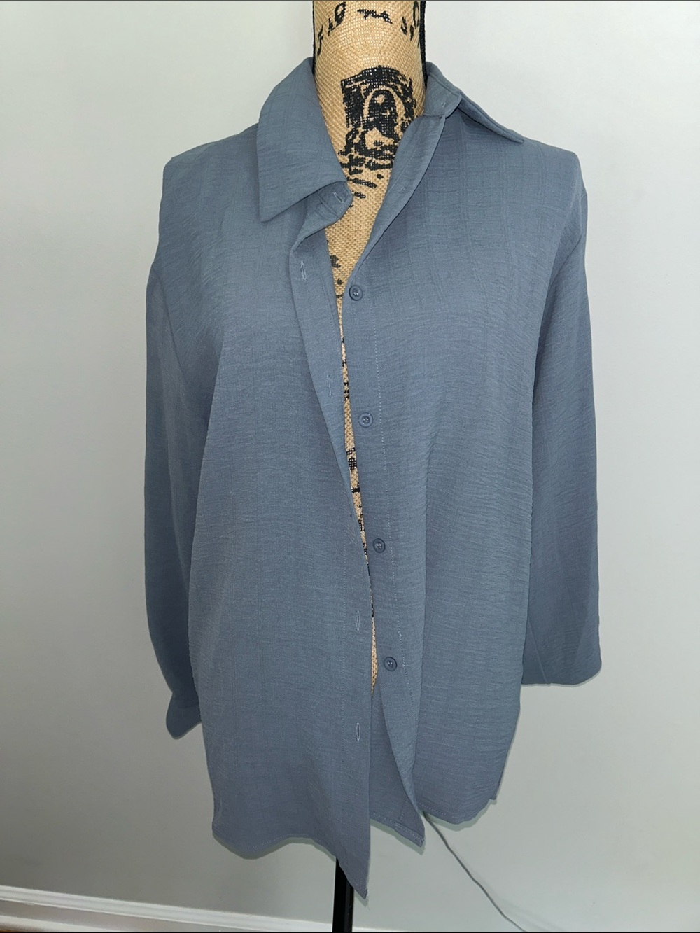 Relaxed Slate Blue Button-Down Shirt